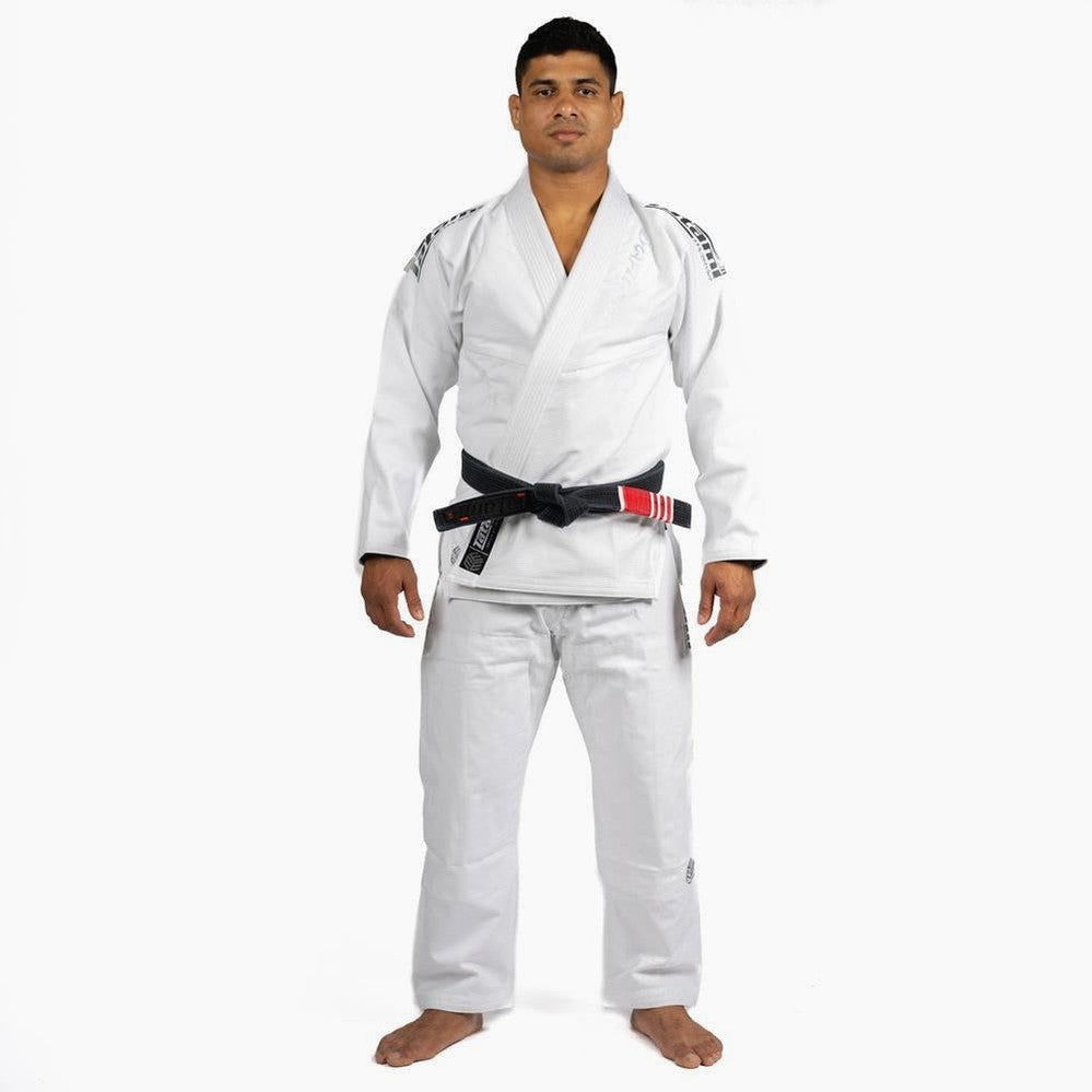 BJJ Gi Tatami Fightwear Estilo Black Label bianco-grigio