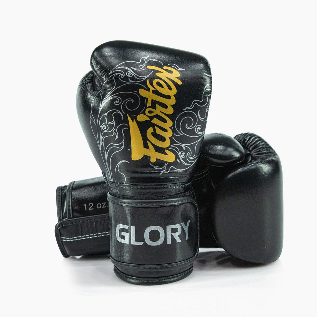 Guantoni Fairtex x Glory BGVG3 Nero-argento-Combat Arena