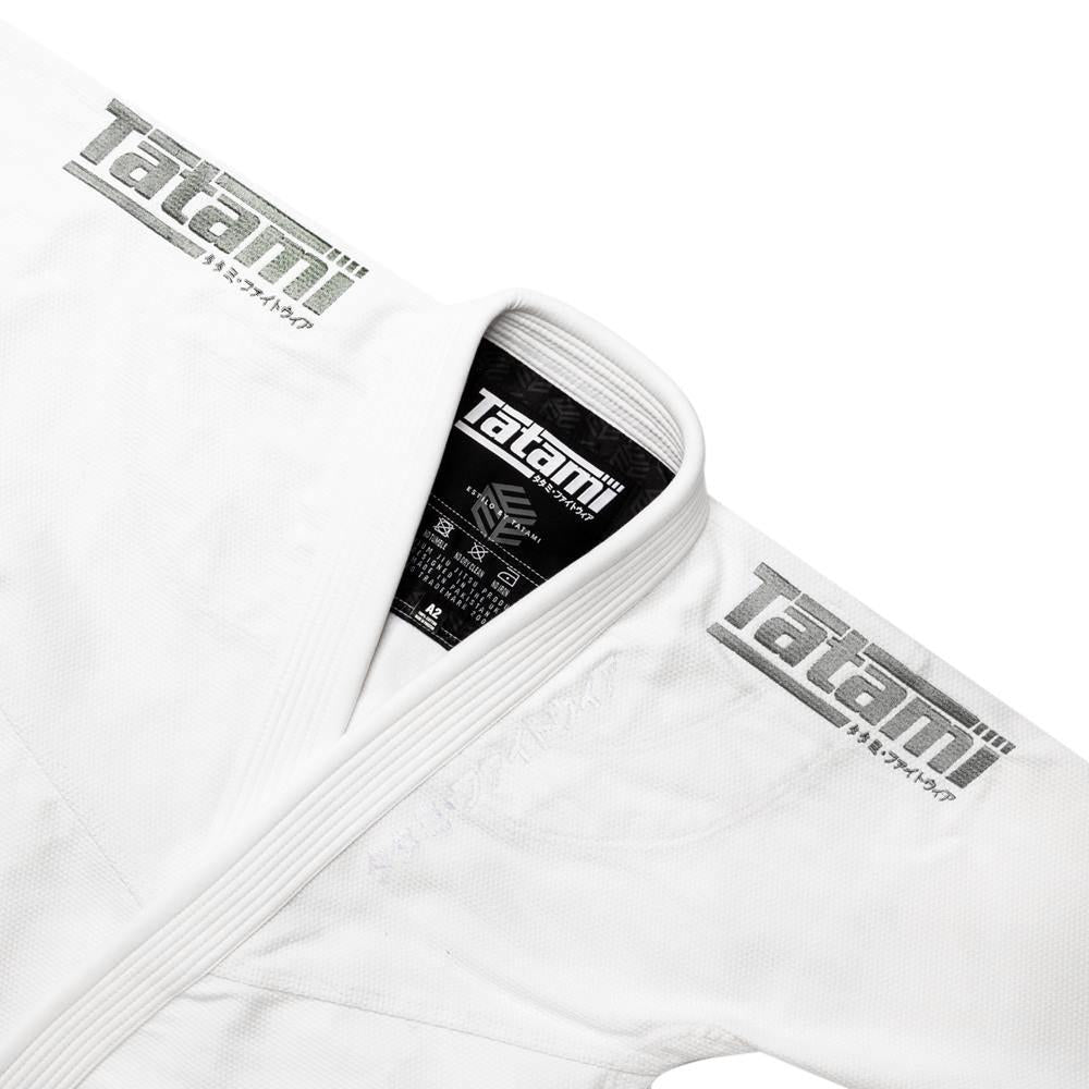 BJJ Gi Tatami Fightwear Estilo Black Label bianco-grigio