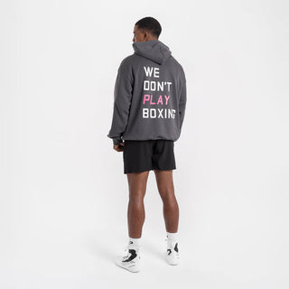 Felpa Boxraw We Don't Play Boxing oversize con cappuccio Grigio-rosa