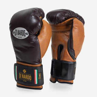 Guantoni Di Nardo con velcro 12 Oz Borgona-cognac-vintage-Combat Arena