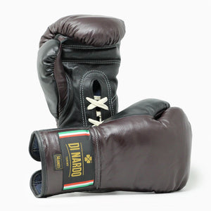 Guantoni Di Nardo con lacci Borgogna-Nero 14 oz
