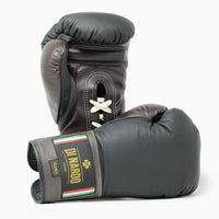 Guantoni Di Nardo con lacci Nero-Borgogna 14 oz