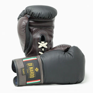 Guantoni Di Nardo con lacci Nero-Borgogna 14 oz