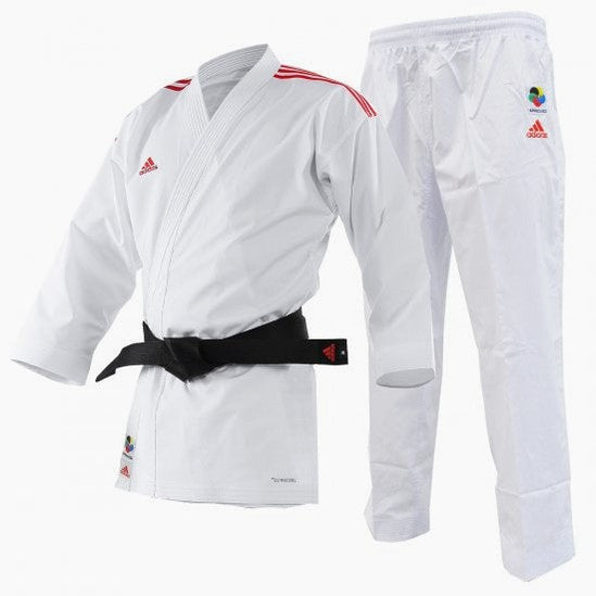 Karategi Adidas Kumite Adilight Primegreen WKF Strisce Rosse