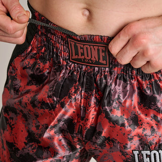 Pantaloncini kick-thai Leone Urban Fighter AB998 Nero-rosso camo-Combat Arena