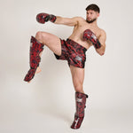 Pantaloncini kick-thai Leone Urban Fighter AB998 Nero-rosso camo-Combat Arena