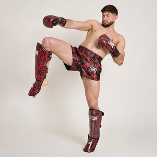 Pantaloncini kick-thai Leone Urban Fighter AB998 Nero-rosso camo-Combat Arena