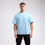 T-shirt Boxraw Lineal Oversize Azzurro