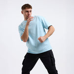 T-shirt Boxraw Lineal Oversize Azzurro