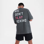 T-shirt Boxraw We Don't Play Boxing Oversize Grigio-rosa