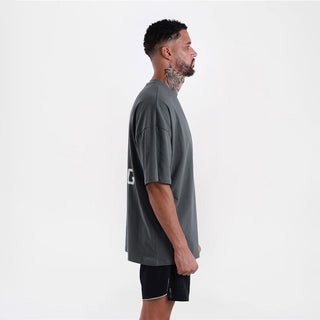 T-shirt Boxraw We Don't Play Boxing Oversize Grigio-rosa