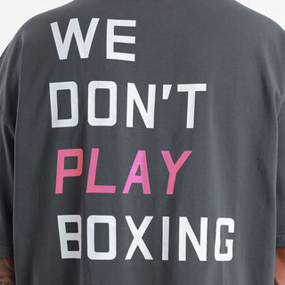 T-shirt Boxraw We Don't Play Boxing Oversize Grigio-rosa