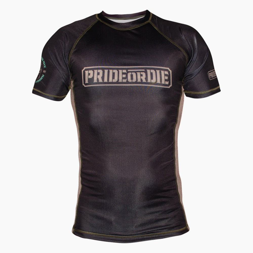 Rashguard Pride or Die Only The Strong maniche corte