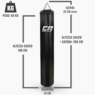 Sacco lungo Combat Arena Training PRO 60 Kg Nero-Combat Arena